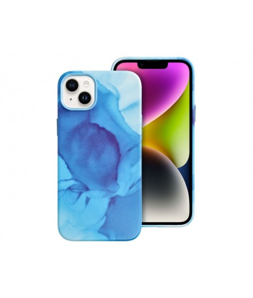 Husa iPhone 14 Plus, Magsafe, Microfibra La Interior, Blue Spalsh
